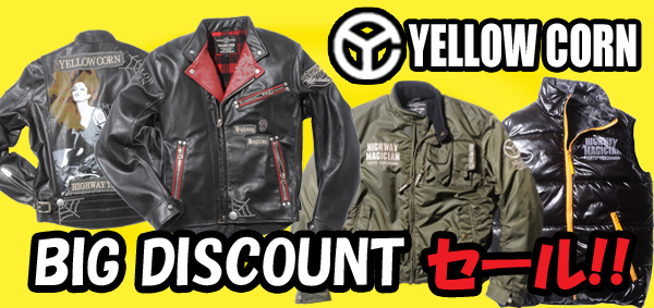YELLOWCORNE�@�C�G���[�R�[���@SALE �o�C�N�E�G�A�@�W���P�b�g�@�r�b�O�Z�[���@�����@�̔��X